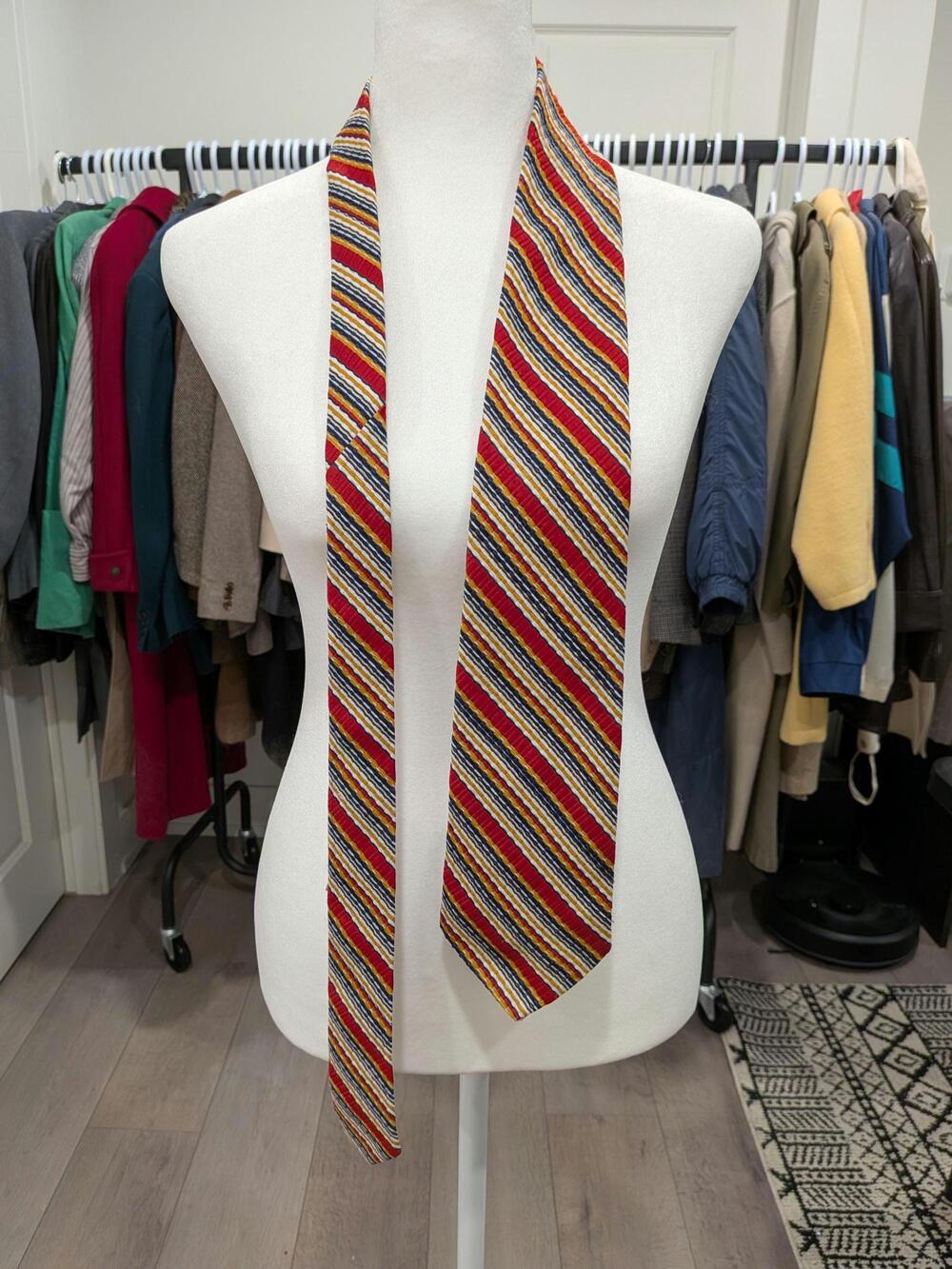 Vintage Marquis by Forsyth Red Striped Wide Necktie 1970s